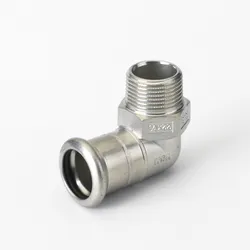 Persovergangsknie 90°, inox, 15mm x 1/2" M, (drink)water, VSH XPress Inox R2709